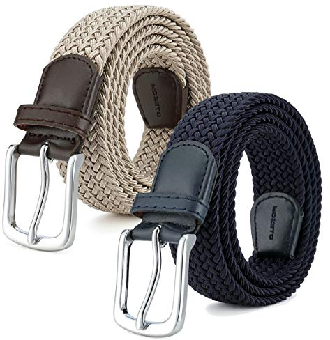 MOZETO Elastischer Stretch Flechtgürtel 3,3 cm Unisex stufenlos verstellbar