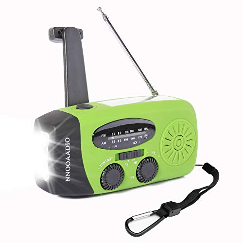 Wind Up Radio, Emergency Solar Hand Crank AM/FM Weather Radio, with 2000mAh Power Bank Phone Charger, SOS Alarm, Bright LED Flashlight for Household and Outdoor Survival (Green)