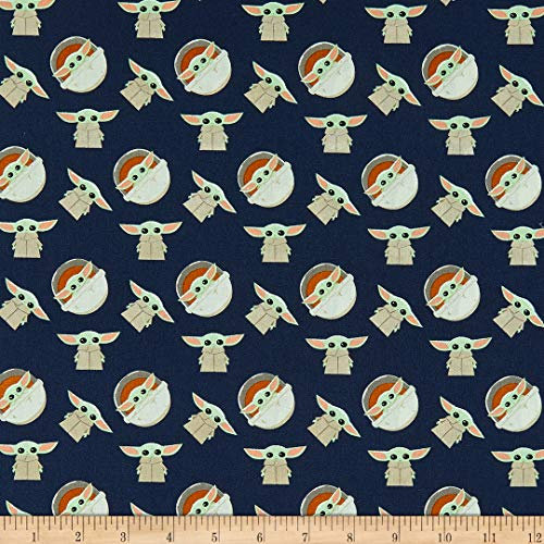 Eugene Textiles Star Wars Mandalorian The Child Navy Stoff von The Yard
