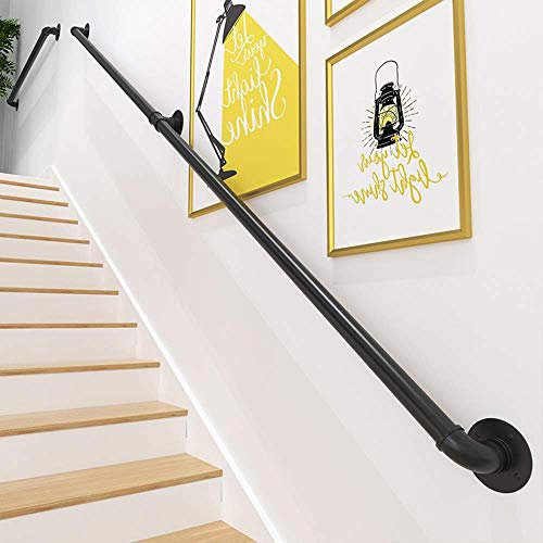 MANG Handlauf Schwarz Vintage Treppengeländer Schmiedeeisen Wandhandlauf Innen - Außen Handläufe Treppen Geländer Für Brüstung, Balkon, 30-600cm