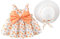Robe d'été pour bébé fille - Sans manches - Motif floral - Nœud à fleurs - Avec chapeau de paille, Nœud orange, 80 cm