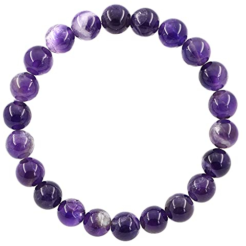 Ouubuuy Amethyst-Armband, 8 mm, natürliche Edelsteinperlen, Heilkristall-Armband für Männer und Frauen, Geschenke