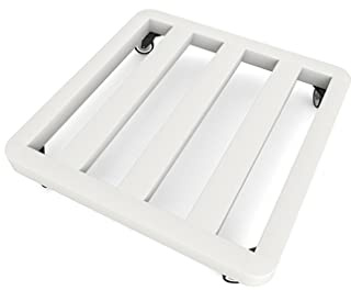 YiHYSj Plant Stand on 4 Wheels Heavy Duty Plant Pot Holder Large Trolley Metal plant pot Rack Shelf Square Plant Pot Caddy for Indoor Outdoor Home Garden Load capacity 150 kg (White,40x40cm)