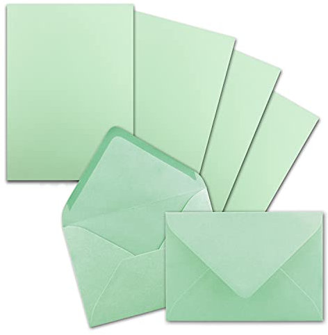 1000x Briefpapier-Sets DIN A5 mit C6 Briefumschlägen - Mintgrün -Nassklebung (Grün) - mattes Schreibpapier mit Kuverts - FarbenFroh by GUSTAV NEUSER