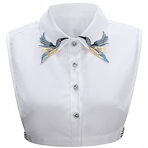 LoudSung Falsk krage avtagbar halvskjorta blus broderi blommig spets falsk krage elegant för kvinnor flickor, Broderi-a, 42