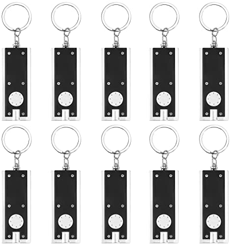 Uniclife Mini 12 Lumen Keychain Flashlight Portable Ultra Bright Little LED Light with Key Ring Flat Black Torch for EDC Outdoor Camping Hiking and Emergency Lighting, 10 Pack