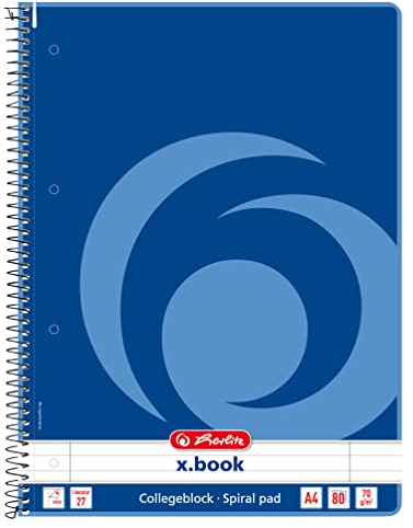 Herlitz Collegeblock A4, 80 Blatt Rand links und rechts (liniert | 10er Pack)