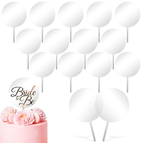 Dacitiery Leere Acryl-Kuchenaufsätze, 15 Stück, rund, Acryl, Spiegel, 10,2 cm, transparenter Kreis, DIY, Cupcake-Topper, Rohlinge für Geburtstag, Jahrestag, Hochzeit, Babyparty, Partyzubehör