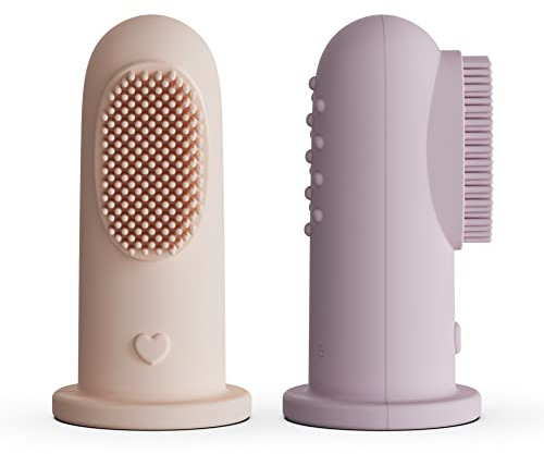 Moonkie Baby Zahnbürste Finger Zahnbürste Mundreiniger Kit für 3 Monate +, 2 Stück (Blush/Pale Mauve)