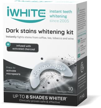 iWhite Instant 2 Teeth Whitening Kit with 10 Trays - Up to 8 Shades Whiter - Enamel Restoration - Professional Tooth Whitening - Clinically Proven Ingredients - Dark Stain