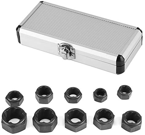10PCS Nut & Bolt Extractor Set, 9-19mm Twist Socket Lug Nut Remover Kit for Removing Damaged Frozen Rusted Rounded-Off Bolts Nuts