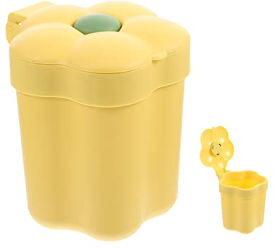 Desktop Trash Can Flowers Shaped Waste Bin Office Bedroom Bathroom Kitchen Cartoon Garbage Can Lid Yellow