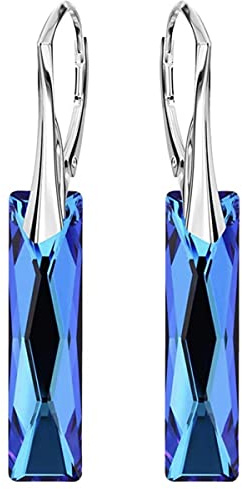 MŚ 1997 MENNICA ŚWIDNICKA 4 Farben Baguette Ohrringe 925 Silber Österreichische Zirkonia - Schmuck für Frauen und Mädchen - Hängeohrringe Ideal für Geschenke für Frauen Geburtstag Jahrestag Muttertag