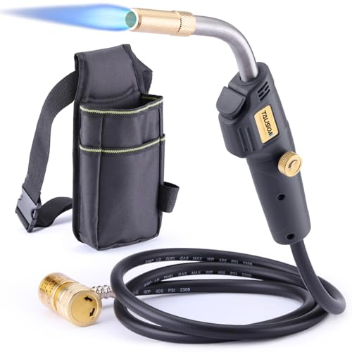 TAUSOM Propane Torch with Holster, Trigger Start, Adjustable Knob, Brazing & Soldering Kit