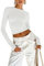 Women's Basic Long Sleeve Slim Fit Crop T Shirt Top Y2K Tops TikTok Crop Top Club Party E-Girls Streetwear(White-b, S)