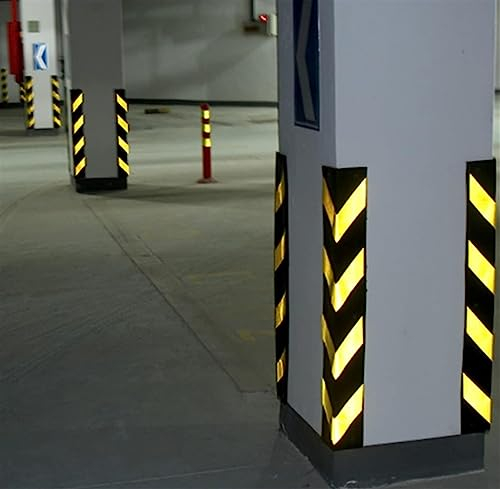 Gummi-Eckenschutz, 150 x 15 x 1 cm, reflektierender Verkehrswarnstreifen, geeignet for L-förmige Wände und Parksäulen in Garagen, Eckschutz for Parkhäuser (Size : 16pcs)