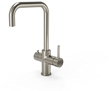 3 in 1 Instant Hot Water Tap Dispenser - Water Heater Kitchen Sink Mixer Tap with Tank and Filter - (Brushed Nickel)