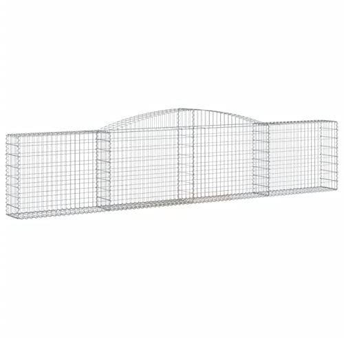 Homgoday Gabbietta ad arco in gabbione, cestino in pietra a rete, per esterni, a spirale, per giardino, decorazione da giardino, 10 pezzi, 400 x 30 x 80/100 cm, in ferro zincato