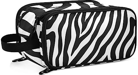 Kulturbeutel Zebra-Druck Große Kosmetiktasche Kulturtasche Waschtasche Make Up Tasche Waschbeutel Schminktasche für Damen Mädchen