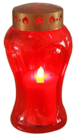 Hekasvm Bougies Funéraire LED, Lampe Funéraire Étanche IP44 Pour L'extérieur, Lumière Funéraire À Piles, Bougies De Cimetière (C)