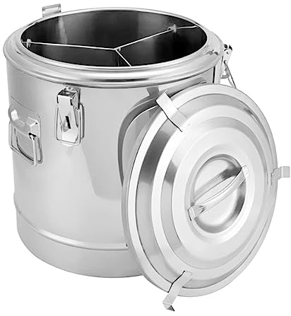 ASSYA 3-Fach Wärmeisolierung Eimer Edelstahl Suppeneimer mit Deckelgriff Split Format Isolierung Eimer Kapazität 12-70L,60L