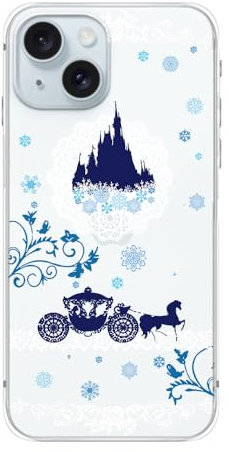 FancyCase Schutzhülle für iPhone 15, 15,5 cm (6,1 Zoll), süßes Schloss-Design mit Kutschenstil, Cartoon-Märchenmuster, flexible TPU-Schutzhülle, transparent, kompatibel mit iPhone 15 (Schloss und
