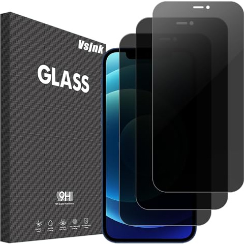 Vsjnk Sichtschutz fur iPhone 12 Mini mit 3 Stück Anti-Spähen Privatsphäre Panzer Schutz Glas Folie 9H Härte Tempered Glass HD Displayschutzfolie,kompatible mit iPhone 12 Mini