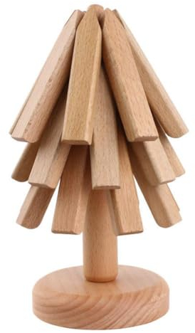 Lot de 3 dessous de plat en bois de noyer noir, dessous-de-plat en bois pour plats chauds, dessous de plat en forme d'arbre, dessous de plat pliable, rangement facile