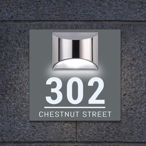 Ozinna Número de casa solar Personalizado para iluminación exterior número de casa para iluminación exterior,Placa de letrero de casa,personalizable con nombre de calle,tu dirección,hotel,Cuadrado