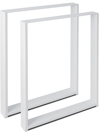 Magnetic Mobel 2 x Tischbeine aus Metall für Schreibtisch Esstisch, Möbelfüße Tischgestell Tischuntergestell Tischkufen (Weiß |Profil 8x2 cm, 40x72 cm)