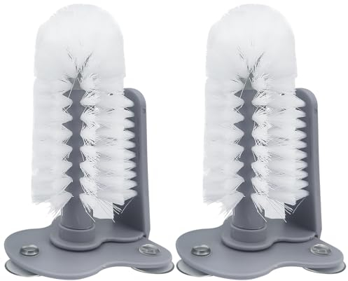 TTYSHIP® 2 Pezzi Spazzola Lavabicchieri, Doppia Faccia Spazzola Bicchieri con Ventosa, Detergente per Tazze di Vetro in Piedi per Bar, Lavelli da Cucina