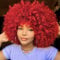 QUEENTAS Afro-Perücken für Frauen Afro-Perücke verworren lockig mit Pony ohne Kleber 70er-Jahre-Disco-Kunsthaar Afro-Perücke für Halloween (25,4 cm, rot)