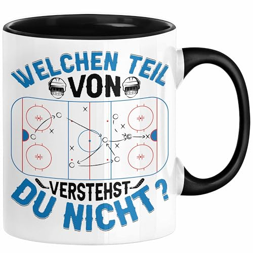 Eishockey Trainer Geschenk Tasse Coach Eis-Hockey Spieler Geschenkidee Eishockeyspieler Geschenkdiee Welchen Teil Von Verstehst Du Nicht Kaffee-Becher (Schwarz)