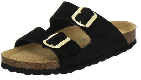 AFS-Schuhe 2100, Bequeme Damen Pantoletten echt Leder, praktische Arbeitsschuhe, Hausschuhe, Handmade in Germany (40 EU, schwarz Velour)