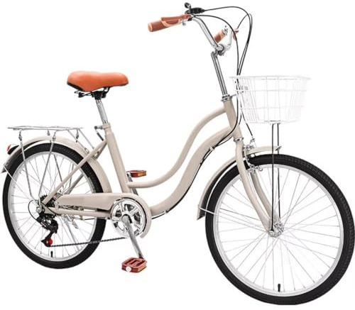 City-Pendlerfahrrad für erwachsene Männer und Frauen,6-Gang-Hybridfahrrad,komplette Cruiser-Fahrräder für unterwegs,verstellbarer Lenker und Sattel,hinterer Gepäckträger,Vorder- und Hinterradbremsen