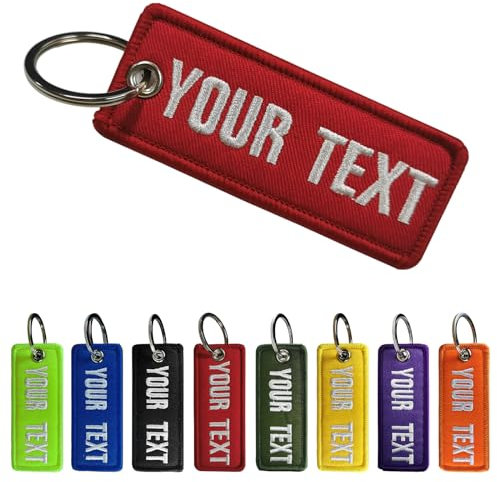 misscase Porte - clés personnalisé, double face brodé votre texte, accessoires de porte - clés de voiture moto scooter de vélo, cadeaux pour femmes et hommes (Multicolor)