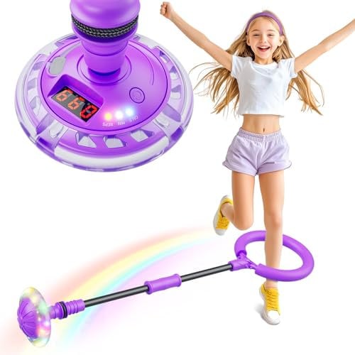 Bola de Salto de Tobillo Juguete Niña 6 7 8 9 10 11 Años Recargable Skip It Luminoso Regalos Juegos Niñas Bola Saltarina para Niños con Conteo de Vueltas Conteo de Calorías Conteo de Tiempo Violeta