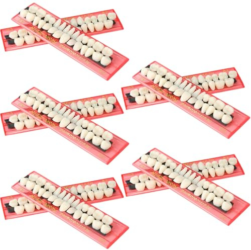 Nuanchu 280 Pcs False Teeth, Acrylic Resin Denture Kit, A2 Shade | 10 Set Denture Teeth Replacement Kit, Solid Synthetic Polymer Fake Tooth, for Halloween DIY Costume Props, Teaching Model