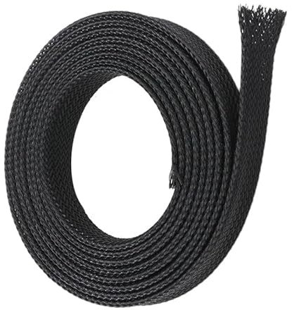 PBDEIOEOE Conduits de câbles, rangements de câbles, Gaine tressée Extensible de 100 m, Gaine Flexible Noire de 2 à 25 mm, for la Protection des câbles de données, Tube en Nylon Ignifuge(20 mm)
