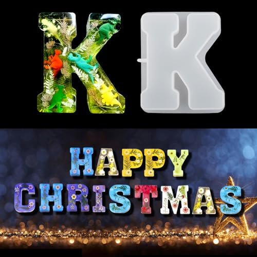 EPODA Silikonform Buchstaben Groß, 6 Zoll Silikonform K, Epoxidharz Formen Buchstaben Groß, Silikon Buchstaben Form Groß, Silikonform Epoxidharz Buchstaben Groß