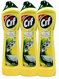 Ciff Cream Cleaner Lemon 500ml (Pack of 3) | Multi-Purpose Surface Cleaner | Tough on Grease & Grime, Leaves a Fresh Lemon Scent