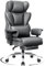 DoChair Chefsessel Breit, Ergonomisch Bürostuhl mit Fußstütze 165° verstellbare Rückenlehne Home Office Stuhl Kunstleder 150-200KG, Grau