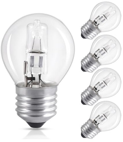 Morotty ES E27 Golf Ball Bulbs Dimmable Warm White 2700K, G45 Classic Clear Mini Globe E27 Edison Screw Light Bulb, 570LM AC 220-240V for Ceiling Fans Chandelier, 5 Pack