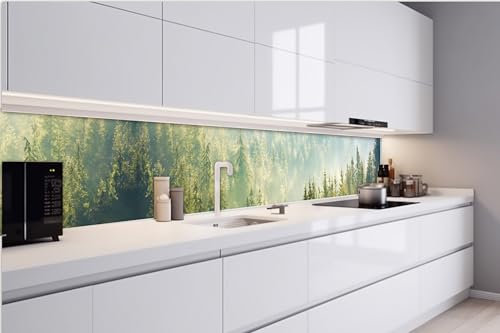 Dimex Küchenrückwand Folie Selbstklebend Nebel ÜBER Wald 420 x 60 cm | Klebefolie - Dekofolie - Spritzschutz für Küche | Made in EU