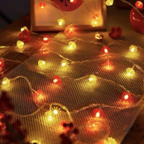 SUAVER LED Laterne Lichterkette Deko Lichter,LED Lampion Batteriebetriebe Mini Laterne String Licht für Zuhause Hochzeit Fenster Baum Party Decor (Rot Gelb, 3m 20LED)