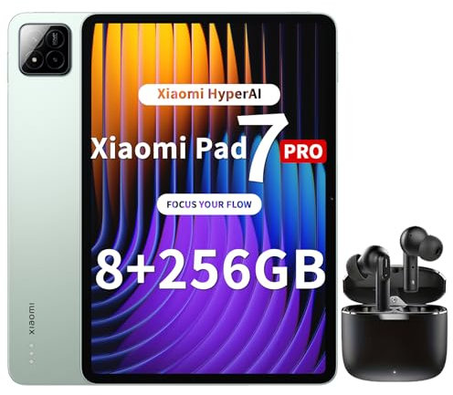 Xiaomi Pad 7 Pro Tablet de 11,2 pulgadas, 8 + 256 GB, pantalla de 3,2 K 144 Hz, Snapdragon 8s Gen 3, batería de 8850 mAh, HyperAI, altavoz cuádruple, experiencia sin costuras, color verde, auriculares