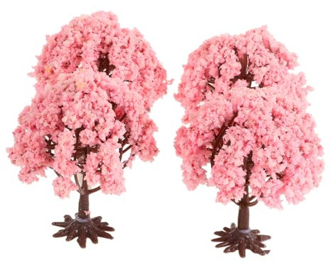 Luxshiny 4pièces Arbre Cerisier Artificiel Miniature Décoration Micro Paysage Modèle Lifelike Fleurs De Cerisier pour Jardin DIY Et Accessoires Succulentes