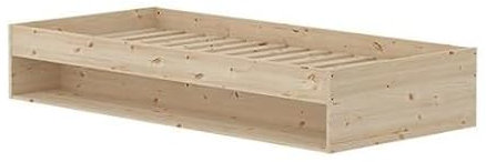 Flexa Grow Kinderbett 90x200 cm aus Massivholz | Montessori Bodenbett & Einzelbett mit Regal | Robustes Holzbett für Kinder & Jugendliche | FSC-zertifiziertes Bettgestell | Skandinavisches Design