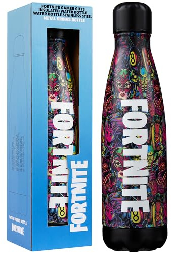 Fortnite Water Bottle for Adults & Teens 500ml, Insulated Stainless Steel Metal Flask for 24 Hours Hot & Cold Drinks, Eco-Friendly BPA Free, Gifts for Her & Him (Multi Fortnite)