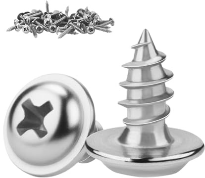 KGGZKG 30 Pcs Pan Head Screws M5x10x10.5mm Phillips Wafer Head 304 Stainless Steel Wood Screws Self Tapping Screws Multi Purpose Round Dome Head with Washer for Construction Hardware Silver
